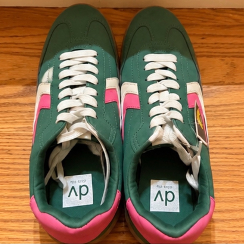 DV by Dolce Vita Green and Pink Low-Top Retro Sneakers